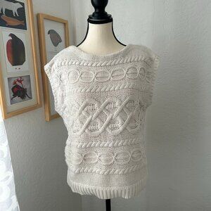 GANT Off White Cable Knit Sweater Vest 100% Cotton Women Large